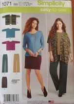Simplicity Pattern 1071 Misses Knit Skirt Pants Top Vest M~XXL Uncut - $165.85 MXN