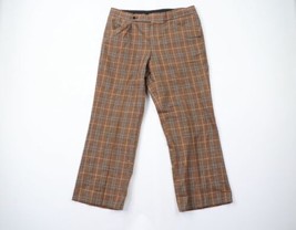 Vintage 70s Streetwear Mens 34x27 Wool Checkered Wide Leg Bell Bottoms Pants USA - £82.26 GBP