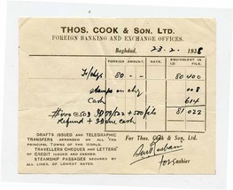 Thos Cook &amp; Son Foreign Exchange Currency Conversion Receipt Baghdad Ira... - £21.79 GBP