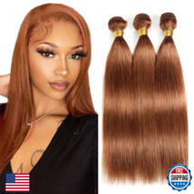24 26 28 Inch #30 Brown Bundles Straight Bundles Human Hair Light Brown ... - $56.40
