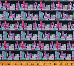 Cotton Books and Paper Stacked Books Purple Fabric Print by Yard D584.71 - $12.95