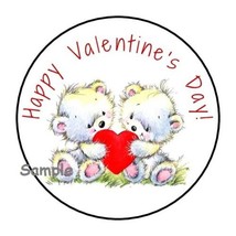 30 Happy Valentine&#39;s Day Teddy Bears Envelope Seals Labels Stickers 1.5&quot; Round - £5.89 GBP
