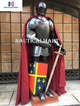 NauticalMart Medieval Black Knight Suit of Armor W/Shield, Cloak &amp; Armor Stand  - £938.98 GBP