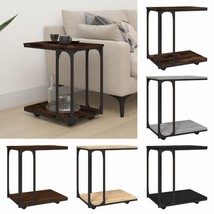 Industrial Wooden C-Shape Side End Sofa Coffee Table With Storage Shelf ... - £35.98 GBP