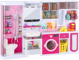 A Miniature Playset For A Bathroom, Complete With Lights And Sounds, A D... - £36.83 GBP