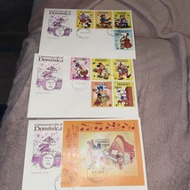 Postal History Dominica FDC #653 S/S SET OF 3 Disney Music piano Mickey ... - $3.95