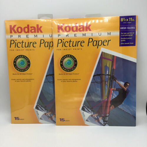 Lot of (2) Kodak Premium Picture Paper High Gloss 8 1/2x 11in. 15 sheets-New - £10.05 GBP