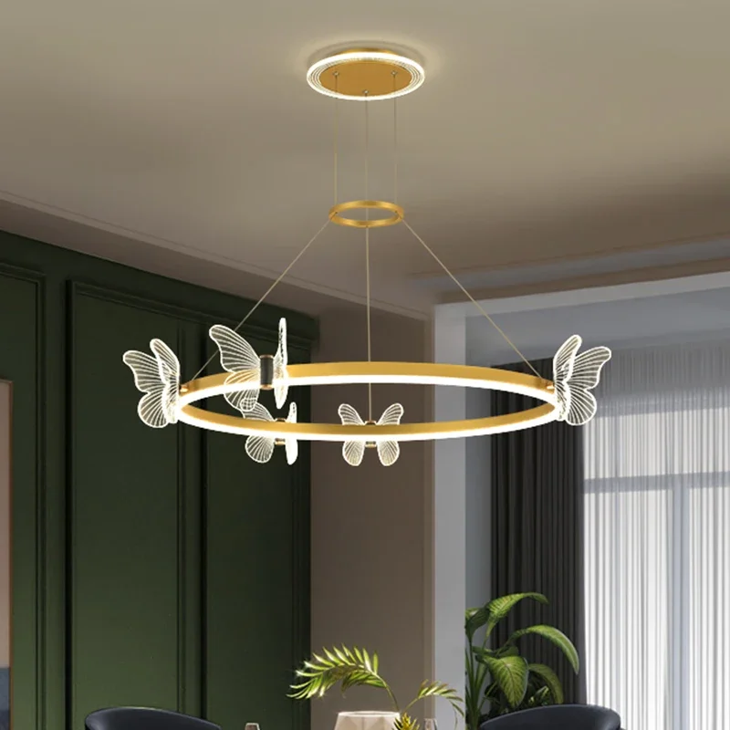 Nordic Butterfly Ceiling Chandelier Crystal Modern LED Living Dining Room - $9.41+