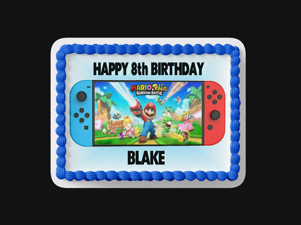 SWITCH Gaming Personalized Cake Topper/Edible/Peel like a sticker Rabbids - $9.89