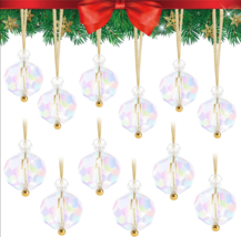 Christmas Ornaments Clear Crystal Glass Balls 1.29&quot; 12 Pack - £9.49 GBP