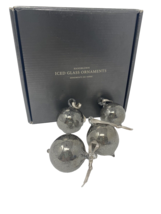 Restoration Hardware Iced Glass Ornament Balls Set of 4 Silver - $28.49