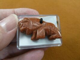ann-buf-2) orange Goldstone gemstone BUFFALO figurine PENDANT necklace b... - $12.99