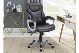 Office Chair Brown Color Cushioned Headrest Adjustable Height Executive ... - $239.89
