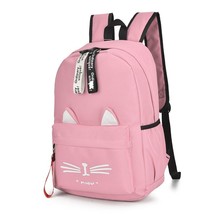 New Cartoon Nylon Backpack Ladies Student Bag Cute Cat Ears Student School Bag N - £26.76 GBP