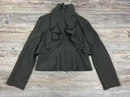 Per Se Wool Jacket Women&#39;s Size 10 Ruffle, Full-Zip Green Coat Fashion Jacket - £27.15 GBP