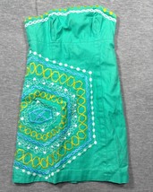 Lilly Pulitzer Dress Sz 4 Strapless Comb Get it Bowen Green Embroidered ... - $651.27 MXN