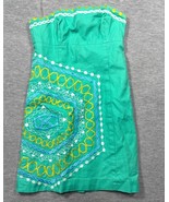 Lilly Pulitzer Dress Sz 4 Strapless Comb Get it Bowen Green Embroidered ... - $650.38 MXN