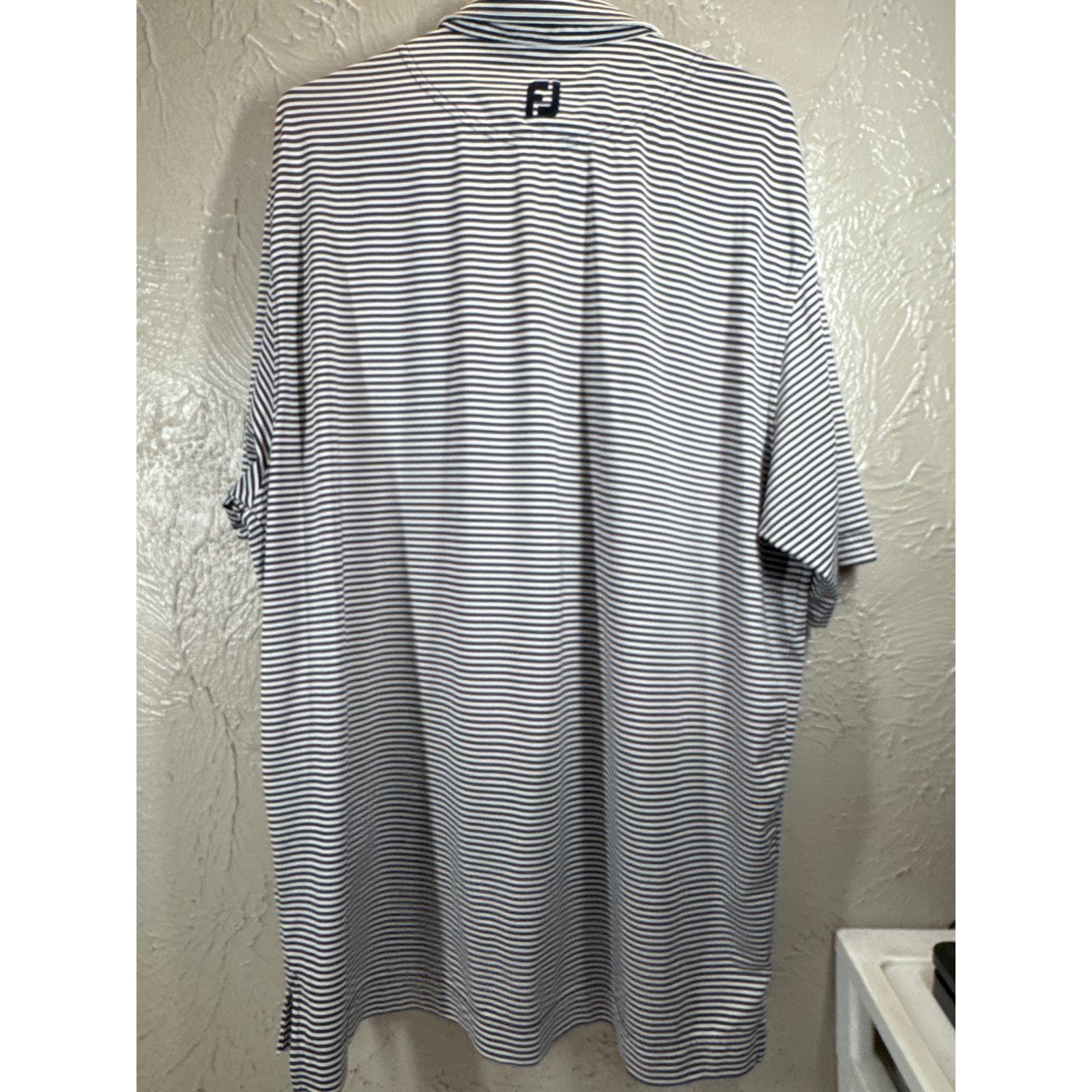 FootJoy Mens Polo Shirt Black White Striped Monochrome Short Sleeve Golf XL Item image 2