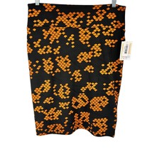 LuLaRoe Cassie Skirt Womens XL Black with Orange Graphic Print NWT - $14.85