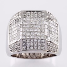10.00 Carat Diamond 14k White Gold Men&#39;s Plaque Ring Size 13.25 - £9,396.32 GBP