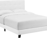 King Bed Frame And Headboard In White By Modway With Tufted Fabric Uphol... - $198.97