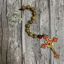 Saint Benedict Catholic Pocket Rosary, Wood Bead rosary, Rosary for Her - £27.33 GBP