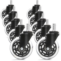 10Pcs 3 Inch Office Chair Caster Rubber Swivel Wheels Replacement Heavy ... - £46.29 GBP