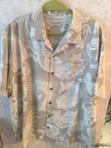 TOMMY BAHAMA Silk Blend Gray &amp; White Abstract Print Button Down Shirt SZ... - $645.59 MXN