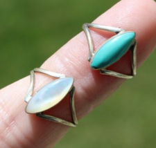 sterling silver ring lot X2 turquoise pearl SUNBURST STERLING size 3.5 - £38.39 GBP