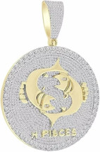 4Ct Lab Created Diamond Medallion Custom Pendant 14K Yellow Gold Plated 1.50&quot;in - £279.56 GBP