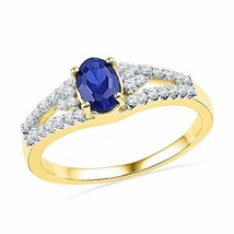 0.20ctw Diamond 0.90ctw Lab Created Blue Sapphire Engagement Ring - £204.13 GBP