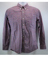 MS) Men&#39;s Uniqlo Red White Blue Plaid Button Up Casual Long Sleeve Shirt XS - £19.45 GBP