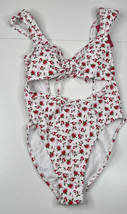 Xhilaration NWT women’s small white pink floral one piece non-padded swimsuit F2 - £11.89 GBP