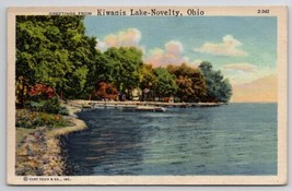 Kiwanis Lake Novelty Ohio View Shorline of Piers Postcard E40 - $9.95