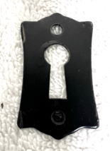Antique Miniature Black Metal Hidden Keyhole Escutcheon 1 3/4" - $9.41