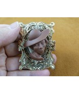 (CA3-37) RARE African-American LADY Church Hat brown CAMEO Pin Pendant J... - $415.65 MXN