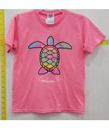 Charleston SC Youth Souvenir &#39;Turtle&#39; Graphic T-Shirt Pink Size M - $18.04 CAD