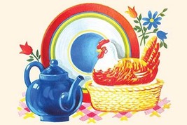 Chicken Casserole Dish and Teapot - Art Print - £17.58 GBP+