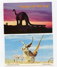 Wall Drug Postcards Flying Jack A Lope &amp; 80 Foot Dinosaur Wall SD Badlands Map  - £17.10 GBP