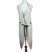 Simply Vera Wang Sweater Vest Duster Womens M Beige Belted Draped Knit W... - £15.67 GBP