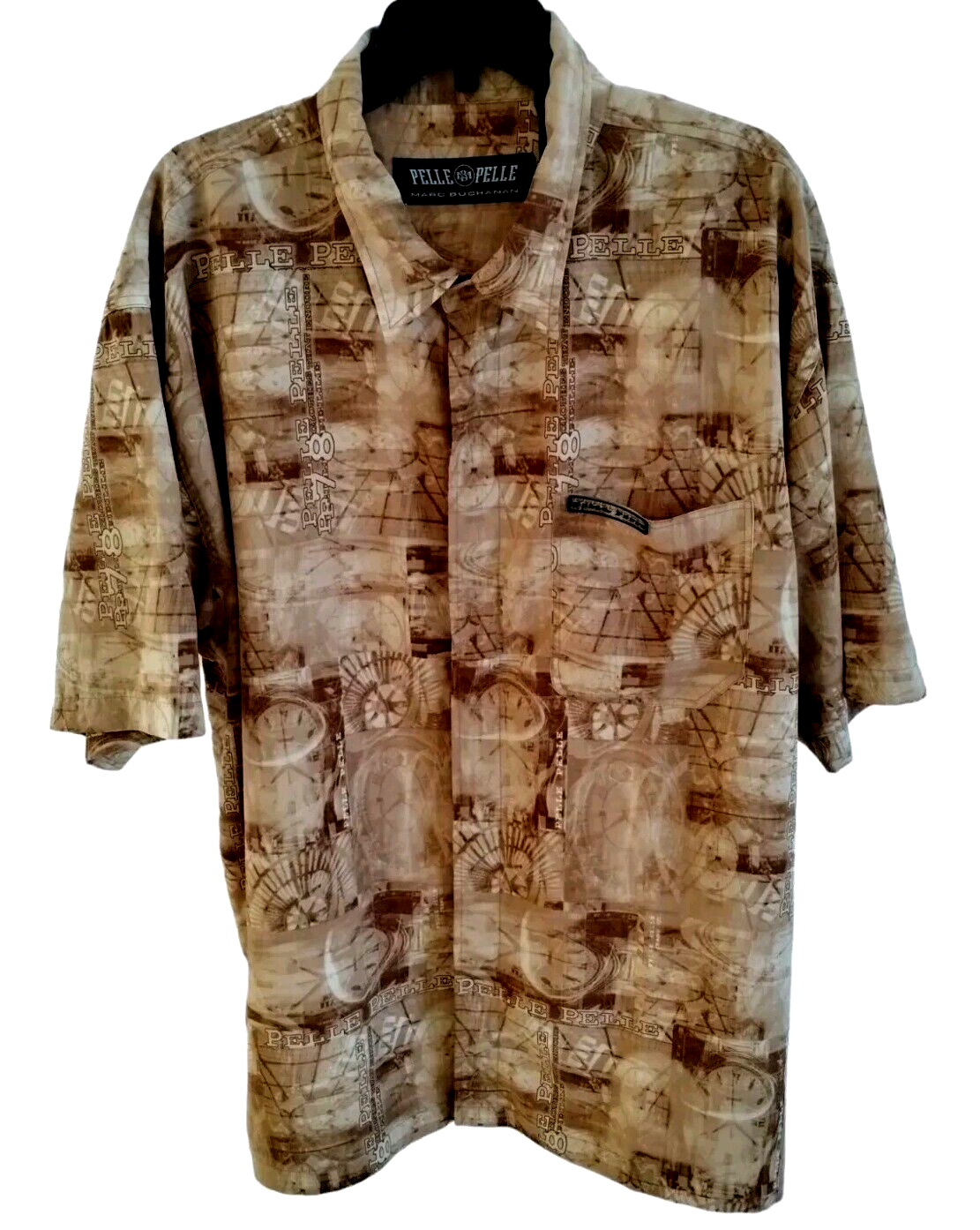 Pelle Pelle Marc Buchanan Mens XXL All Over Print Vintage Watch Clock Pr... - $54.44
