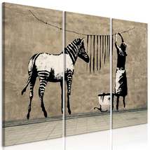 Tiptophomedecor Stretched Canvas Street Art - Banksy: Washing Zebra On C... - $99.99+