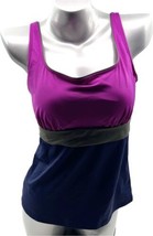 Lands End Tankini Swimsuit Top Womens Size 12 Purple Gray Blue Colorblock NEW - £27.09 GBP