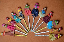 Handcrafted Rajasthani Couple Puppet Pencil - Unique Cultural Stationery - £60.96 GBP