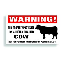 Warning DECAL trained DAIRY COW for holstein milk and meat cattle animal... - £7.95 GBP