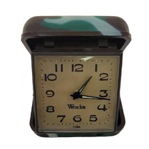 Vintage Westclox Folding Travel Clock Luminous Alarm Plastic Camo Case Works (B) - £14.93 GBP