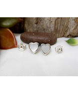 3D White Mother Pearl Heart Earrings 925 Sterling Silver, Handmade Love Gifts - $45.00