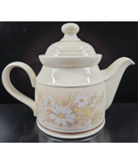 Royal Doulton Florinda Teapot &amp; Lid Set Vintage White Floral Brown Bands... - £54.41 GBP