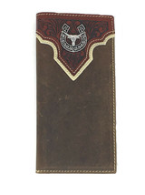 Premium Genuine Leather Longhorn Mens Long Wallet Checkbook in 3 Colors - $21.99