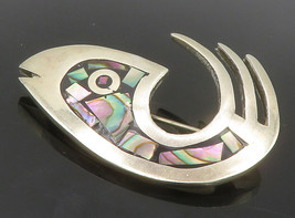 MEXICO 925 Sterling Silver - Vintage Abalone Shell Fish Brooch Pin - BP5274 - £51.78 GBP